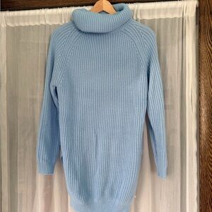 Light Blue Turtleneck Ribbed Sweater